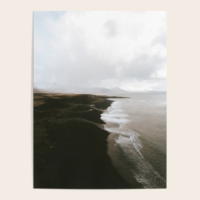 Moody black sand beach in Iceland - Landscape Photography Poster Gallery Image 1