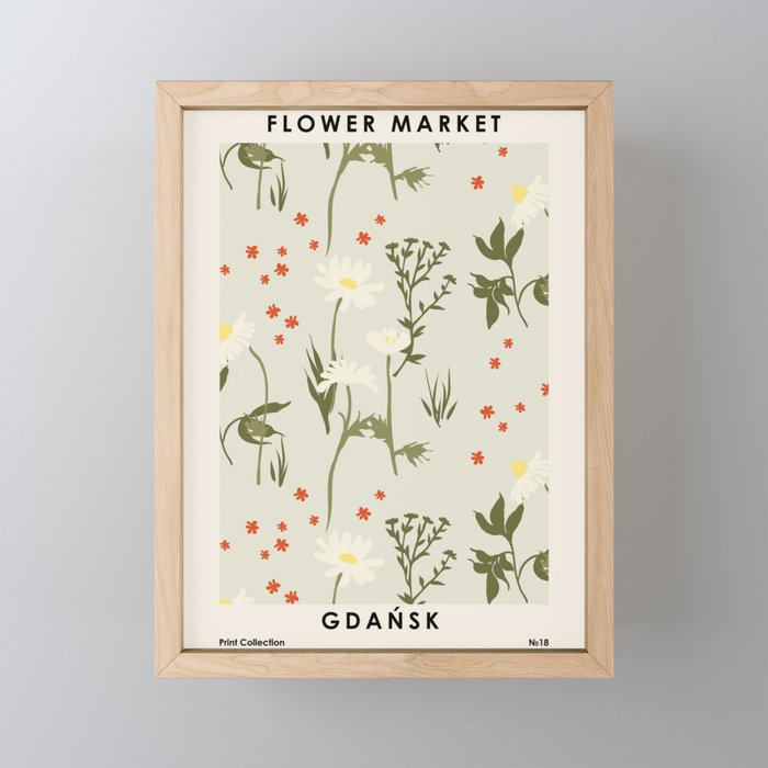 Flower market, Gdansk, Botanical Vintage art Mini Art Print Gallery Image 1