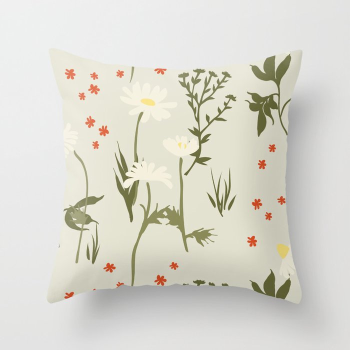 Flower market, Gdansk, Botanical Vintage art Throw Pillow Gallery Image 6