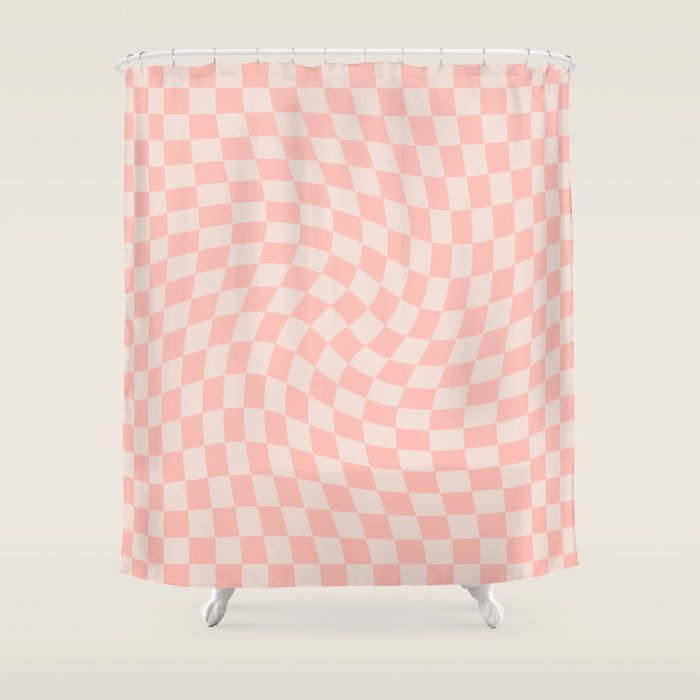 Check VII - Pink Twist â Checkerboard Print Shower Curtain Gallery Image 1