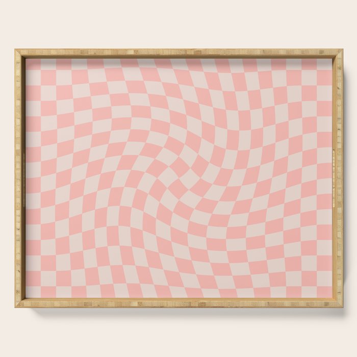 Check VII - Pink Twist â Checkerboard Print Serving Tray Gallery Image 1