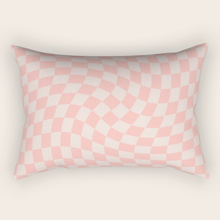 Check VII - Pink Twist â Checkerboard Print Rectangular Pillow Gallery Image 1