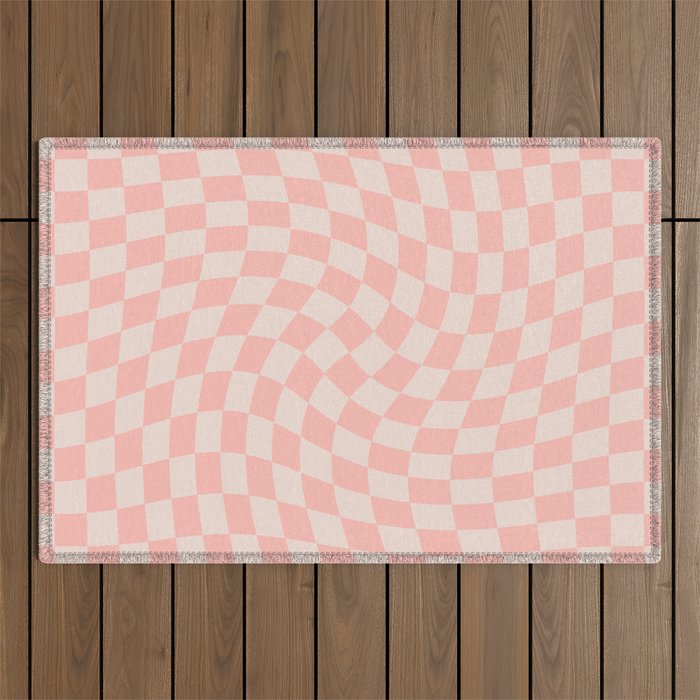Check VII - Pink Twist â Checkerboard Print Outdoor Rug Gallery Image 1