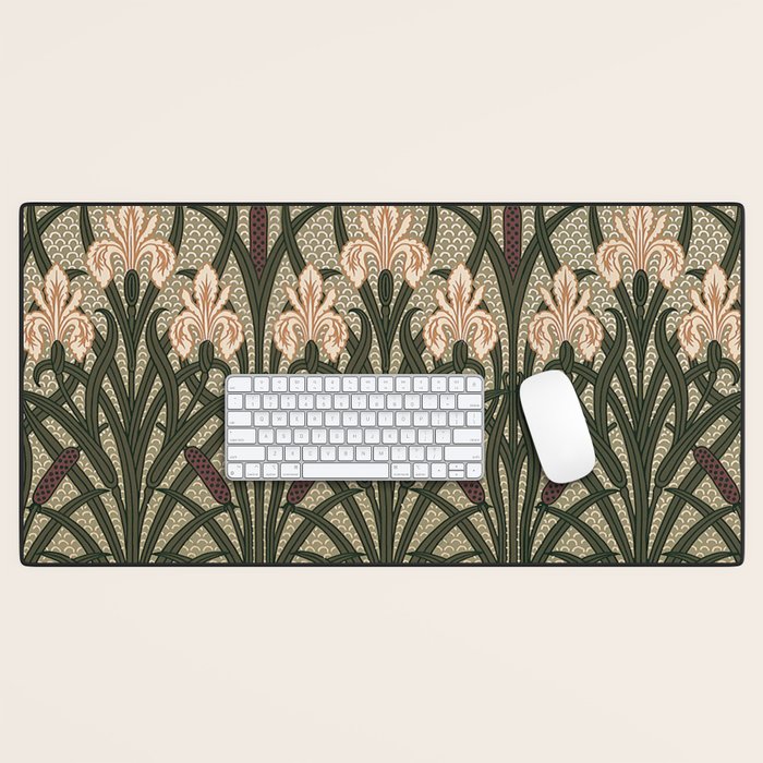 William Morris Iris Golden Green Art Desk Mat Gallery Image 1