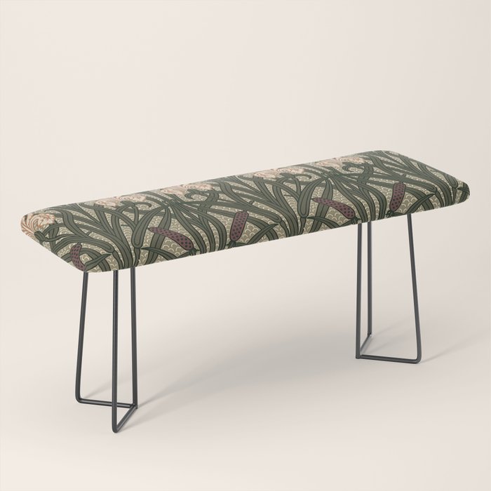 William Morris Iris Golden Green Art Bench Gallery Image 1