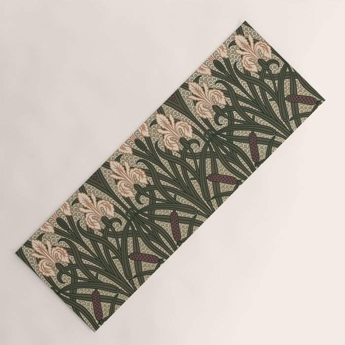 William Morris Iris Golden Green Art Yoga Mat Gallery Image 1