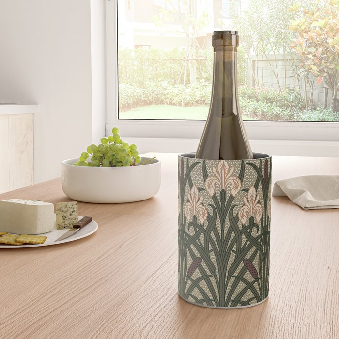 William Morris Iris Golden Green Art Wine Chiller Gallery Image 4
