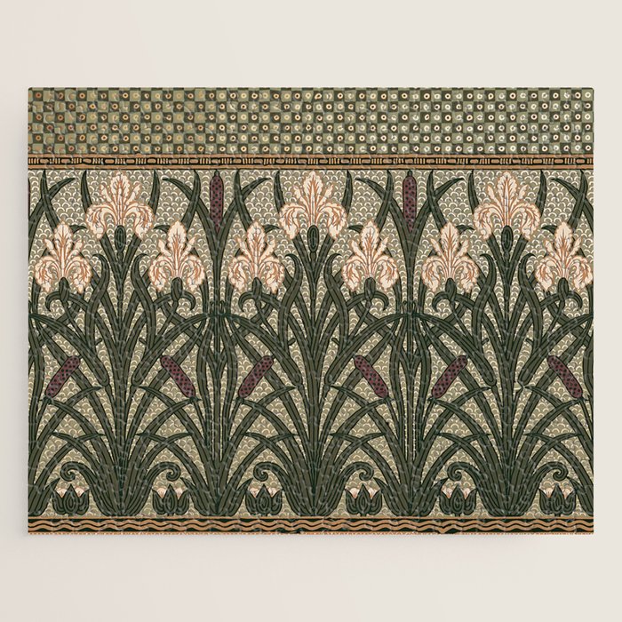 William Morris Iris Golden Green Art Jigsaw Puzzle Gallery Image 1
