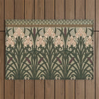 William Morris Iris Golden Green Art Outdoor Rug Gallery Image 1