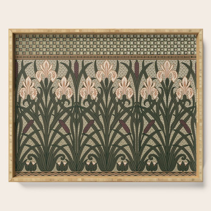 William Morris Iris Golden Green Art Serving Tray Gallery Image 1