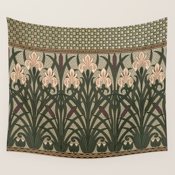 William Morris Iris Golden Green Art Wall Tapestry Gallery Image 4