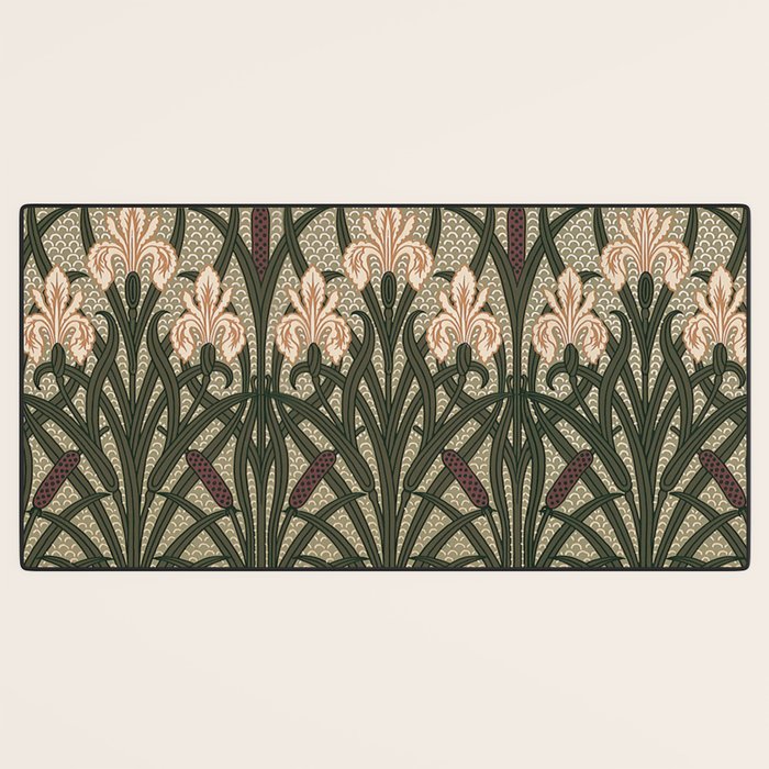 William Morris Iris Golden Green Art Desk Mat Gallery Image 3