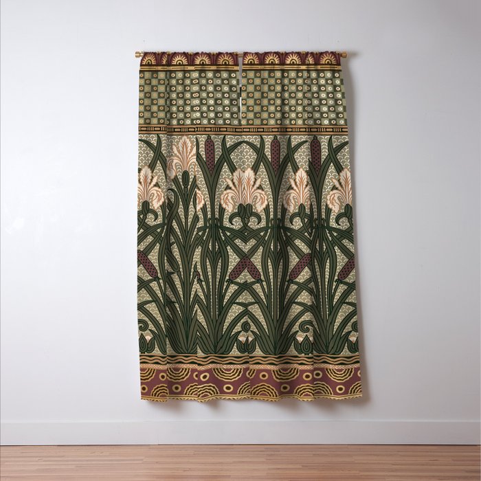 William Morris Iris Golden Green Art Window Curtain Gallery Image 3