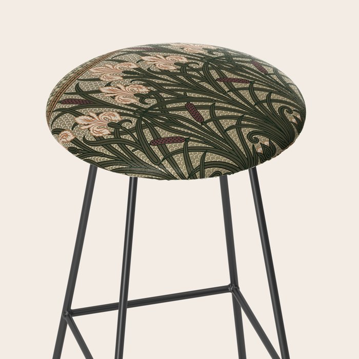 William Morris Iris Golden Green Art Stool Gallery Image 2