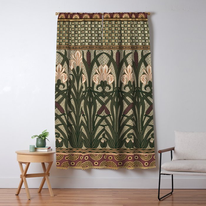 William Morris Iris Golden Green Art Window Curtain Gallery Image 5