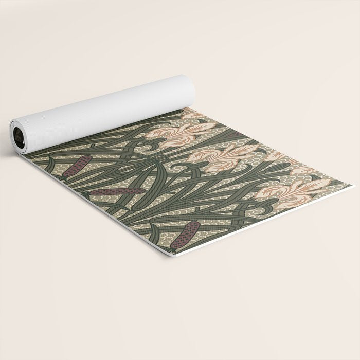 William Morris Iris Golden Green Art Yoga Mat Gallery Image 2