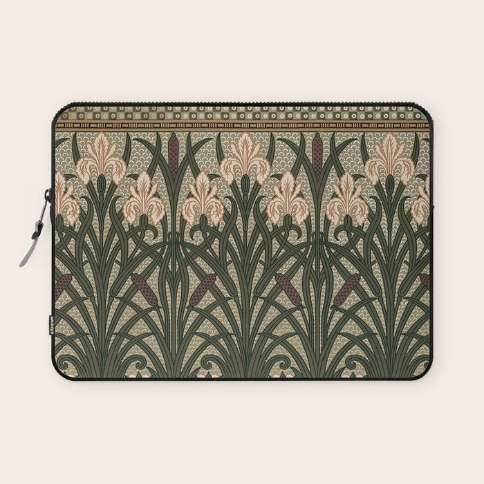 William Morris Iris Golden Green Art Laptop Sleeve Gallery Image 1