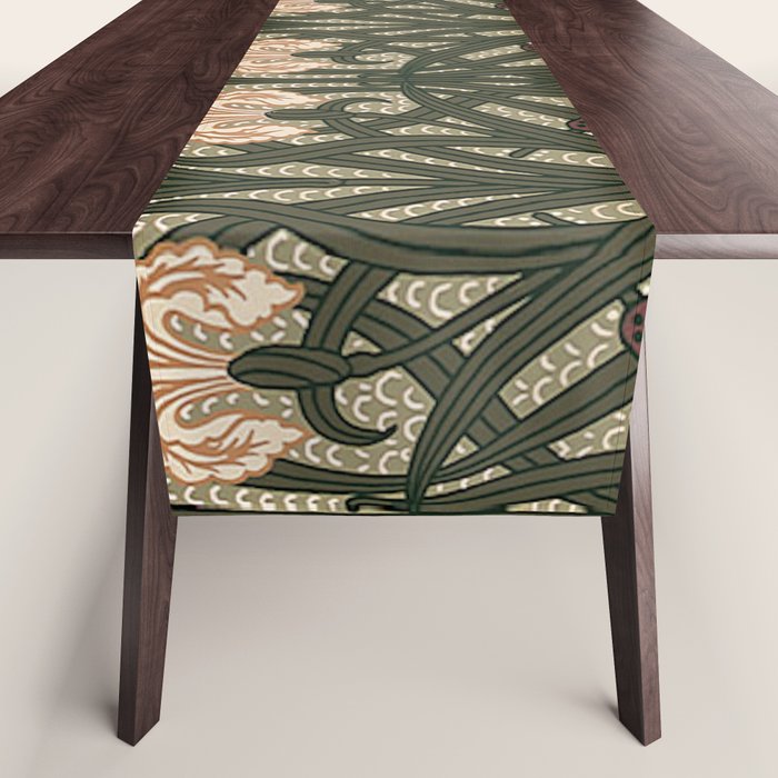 William Morris Iris Golden Green Art Table Runner Gallery Image 1