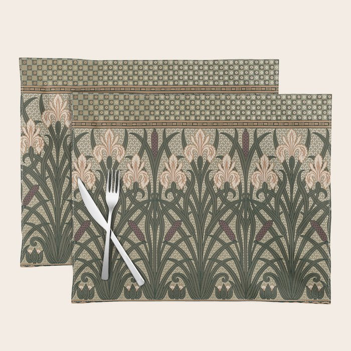 William Morris Iris Golden Green Art Placemat Gallery Image 1