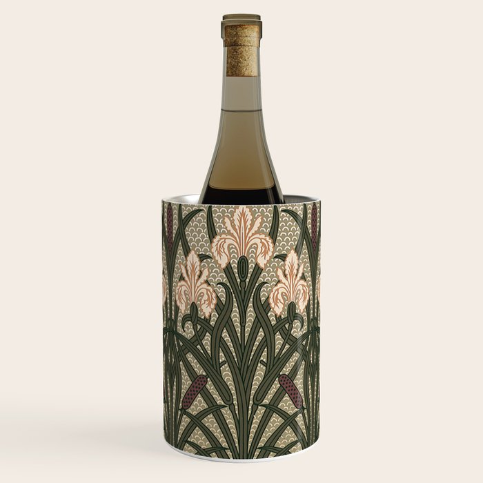 William Morris Iris Golden Green Art Wine Chiller Gallery Image 1