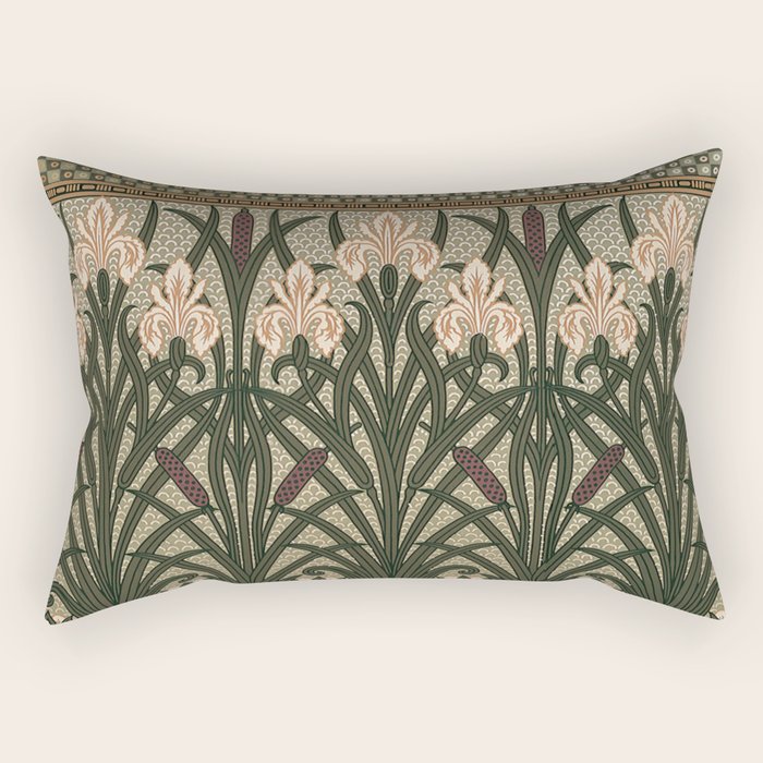 William Morris Iris Golden Green Art Rectangular Pillow Gallery Image 1