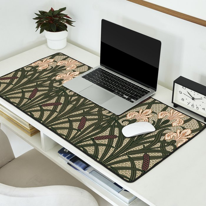 William Morris Iris Golden Green Art Desk Mat Gallery Image 2