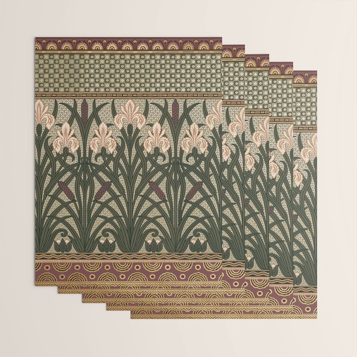 William Morris Iris Golden Green Art Wrapping Paper Gallery Image 3