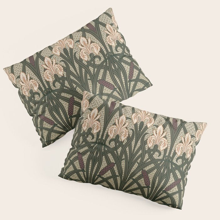 William Morris Iris Golden Green Art Pillow Sham Gallery Image 3