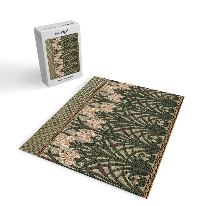 William Morris Iris Golden Green Art Jigsaw Puzzle Gallery Image 2