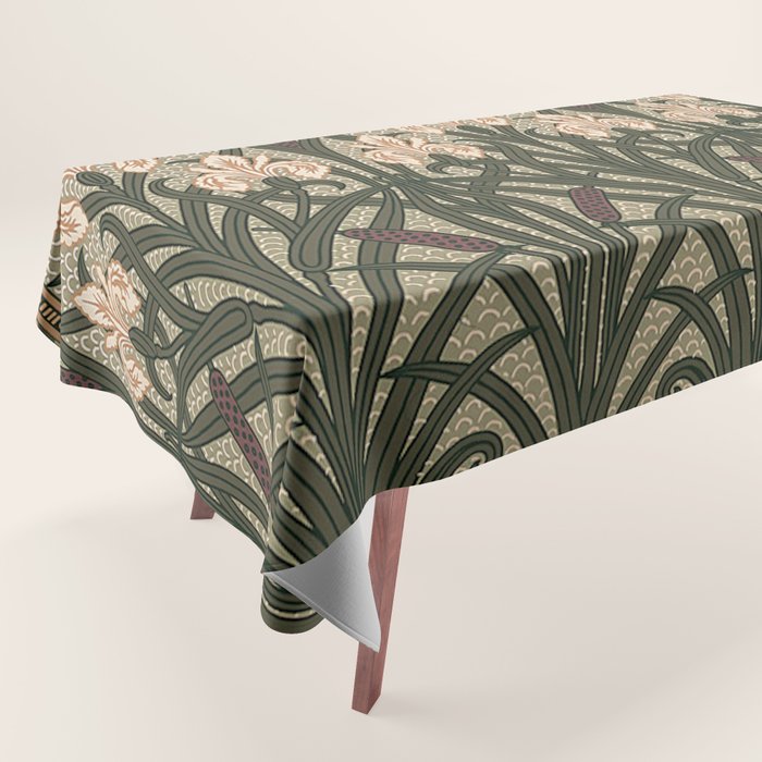 William Morris Iris Golden Green Art Tablecloth Gallery Image 1