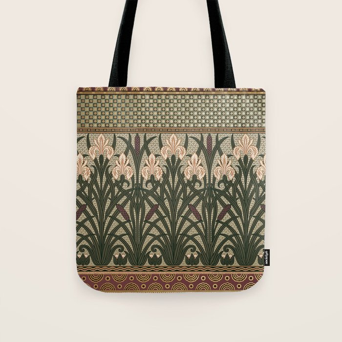 William Morris Iris Golden Green Art Tote Bag Gallery Image 1