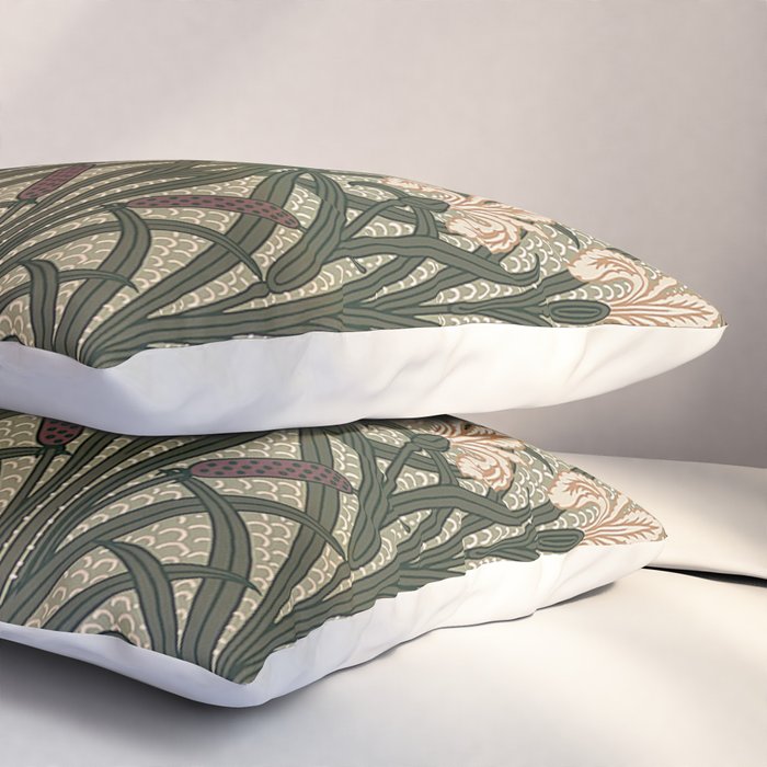 William Morris Iris Golden Green Art Pillow Sham Gallery Image 3
