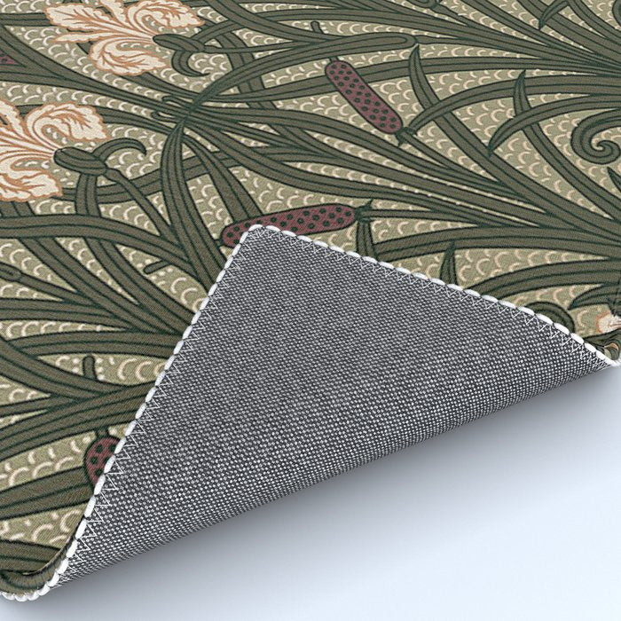 William Morris Iris Golden Green Art Rug Gallery Image 4