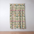 William Morris Vintage Lodden Blush Pink & Woad Blue Window Curtain Gallery Image 3