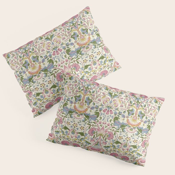 William Morris Vintage Lodden Blush Pink & Woad Blue Pillow Sham Gallery Image 3