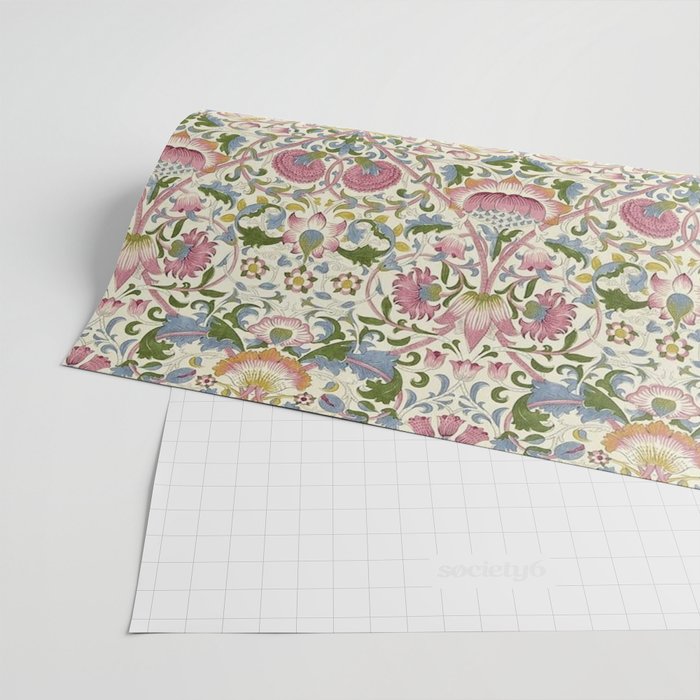 William Morris Vintage Lodden Blush Pink & Woad Blue Wrapping Paper Gallery Image 2