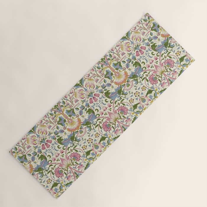 William Morris Vintage Lodden Blush Pink & Woad Blue Yoga Mat Gallery Image 1