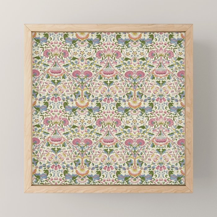 William Morris Vintage Lodden Blush Pink & Woad Blue Mini Art Print Gallery Image 1