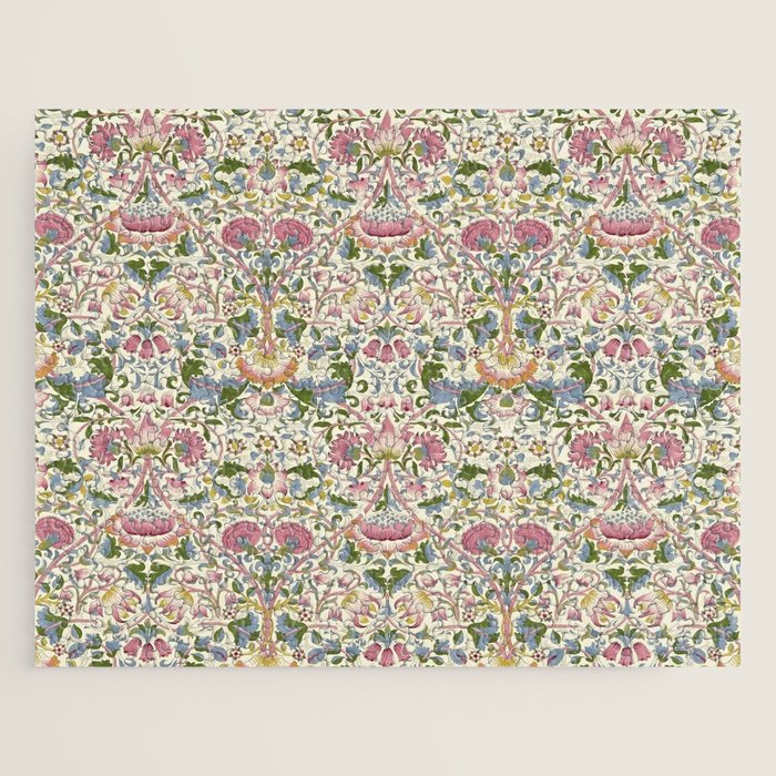 William Morris Vintage Lodden Blush Pink & Woad Blue Jigsaw Puzzle Gallery Image 1