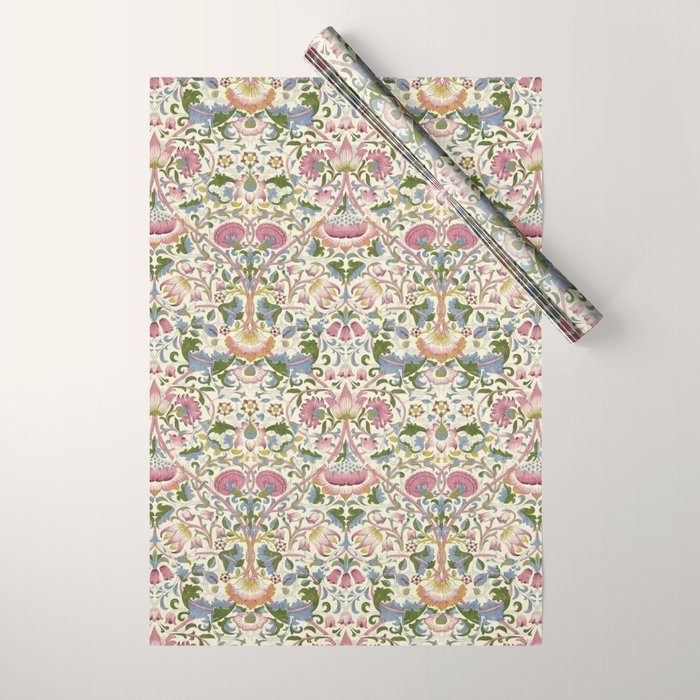 William Morris Vintage Lodden Blush Pink & Woad Blue Wrapping Paper Gallery Image 1