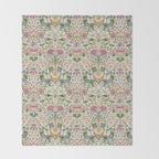 William Morris Vintage Lodden Blush Pink & Woad Blue Throw Blanket Gallery Image 2
