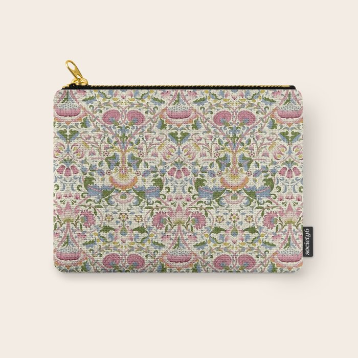 William Morris Vintage Lodden Blush Pink & Woad Blue Carry All Pouch Gallery Image 1