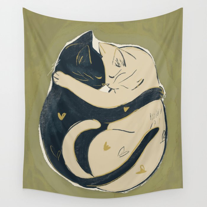 Cats In Love Wall Tapestry Gallery Image 1