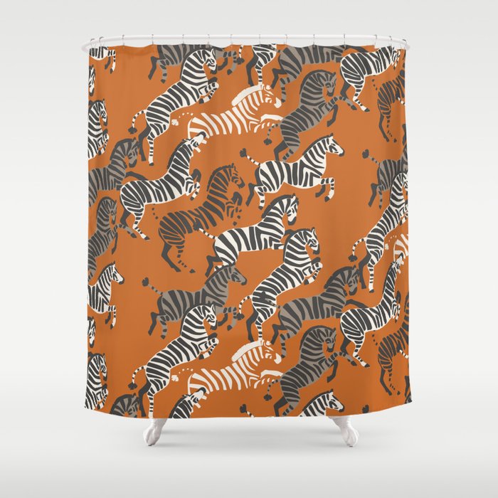 Zebra Race Shower Curtain Gallery Image 1