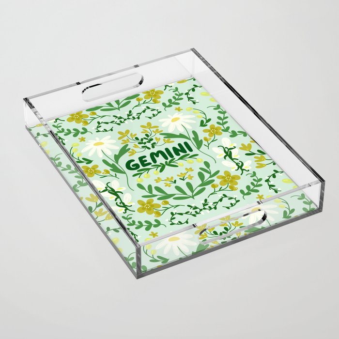 Gemini Retro Folk Art Acrylic Tray Gallery Image 1