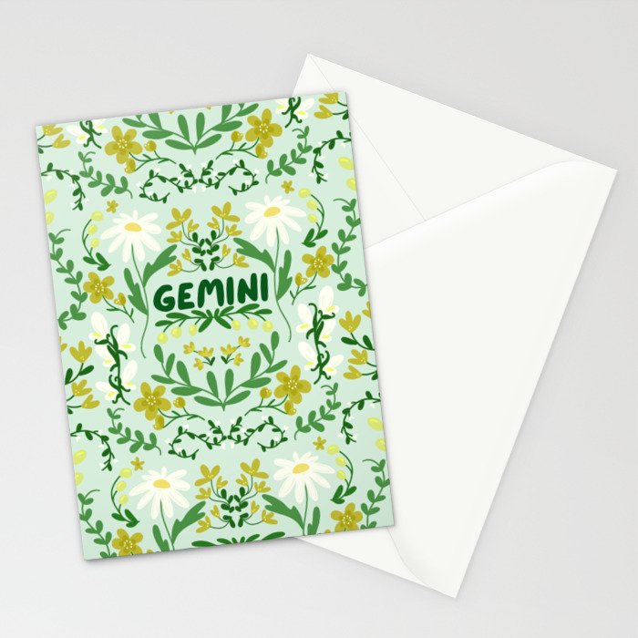 Gemini Retro Folk Art Stationery Card Gallery Image 2