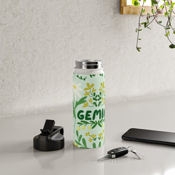 Gemini Retro Folk Art Water Bottle Gallery Image 4