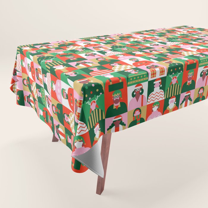 Diverse festive christmas people pattern Tablecloth Gallery Image 1