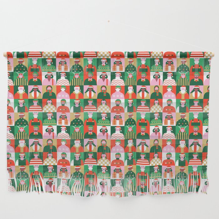 Diverse festive christmas people pattern Wall Hanging Gallery Image 1
