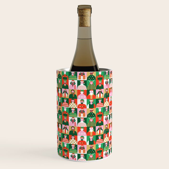 Diverse festive christmas people pattern Wine Chiller Gallery Image 3